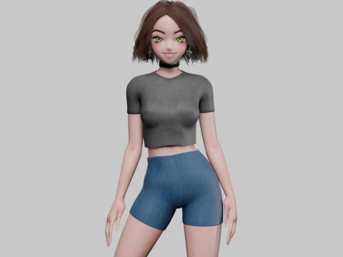 Classic cute girl V31962 3D Model