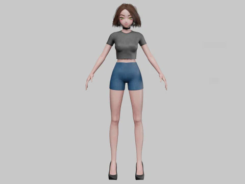 Classic cute girl V31962 3D Model