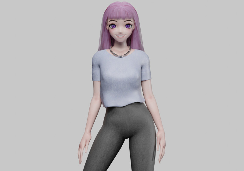 Cool anime girl V28505 3D Model .c4d .max .obj .3ds .fbx .stl .blend