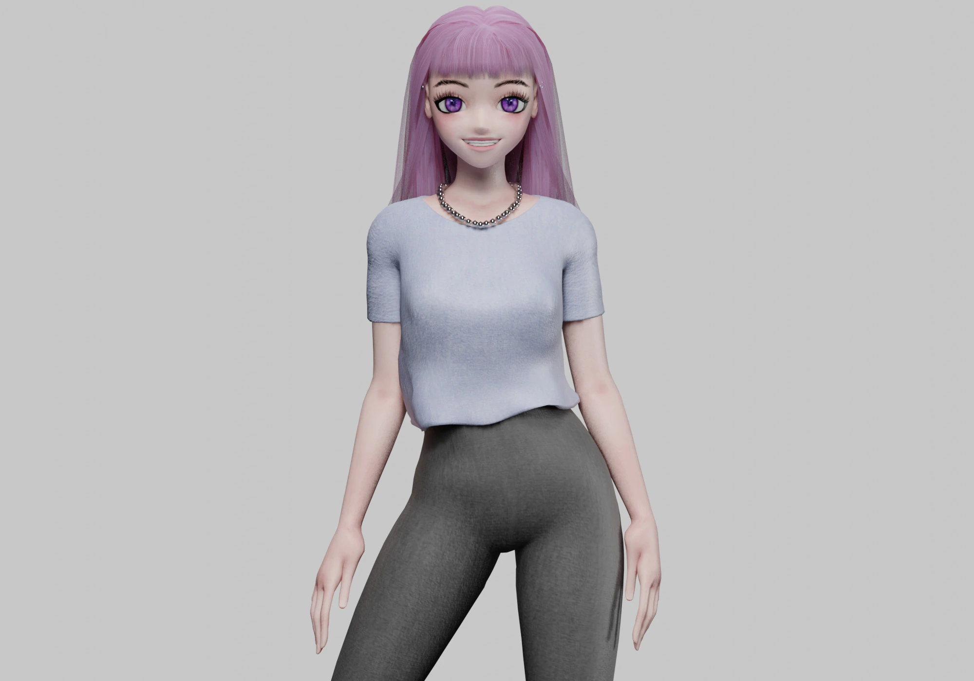 Cool anime girl V28505 3D Model .c4d .max .obj .3ds .fbx .stl .blend 