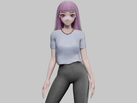 Cool anime girl V28505 3D Model