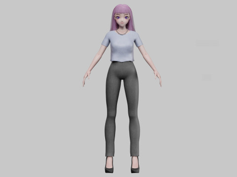 Cool anime girl V28505 3D Model