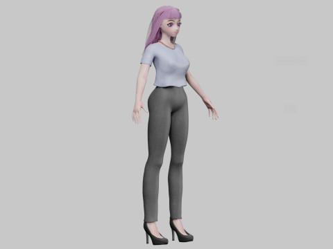 Cool anime girl V28505 3D Model