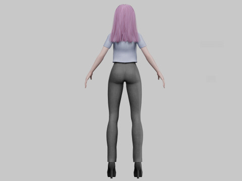 Cool anime girl V28505 3D Model
