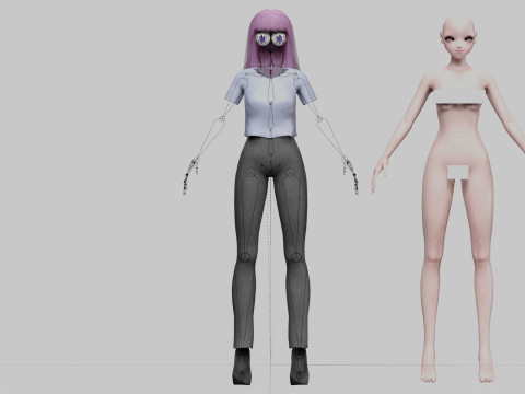 Cool anime girl V28505 3D Model