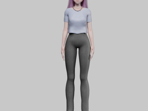 Cool anime girl V28505 3D Model