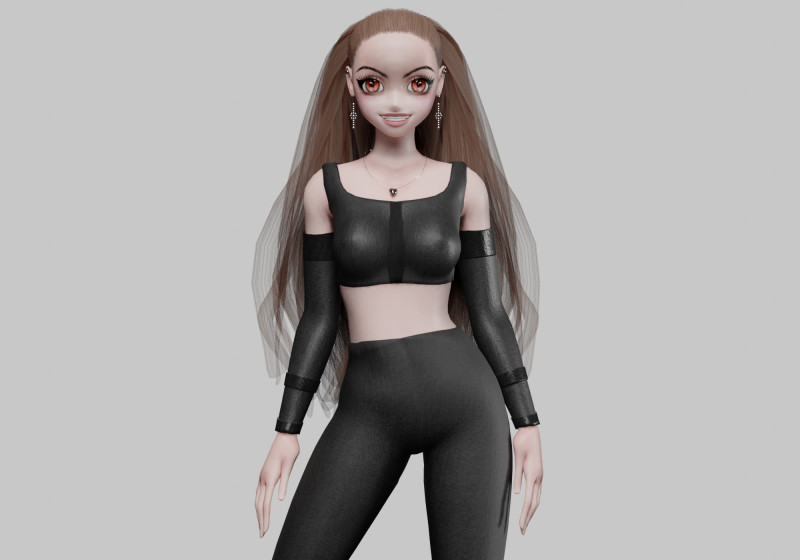 Cool Basic girl V30825 3D Model .c4d .max .obj .3ds .fbx .stl .blend 