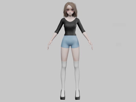 Cool cute girl V31403 3D 模型