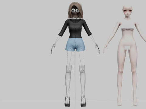Cool cute girl V31403 3D 模型
