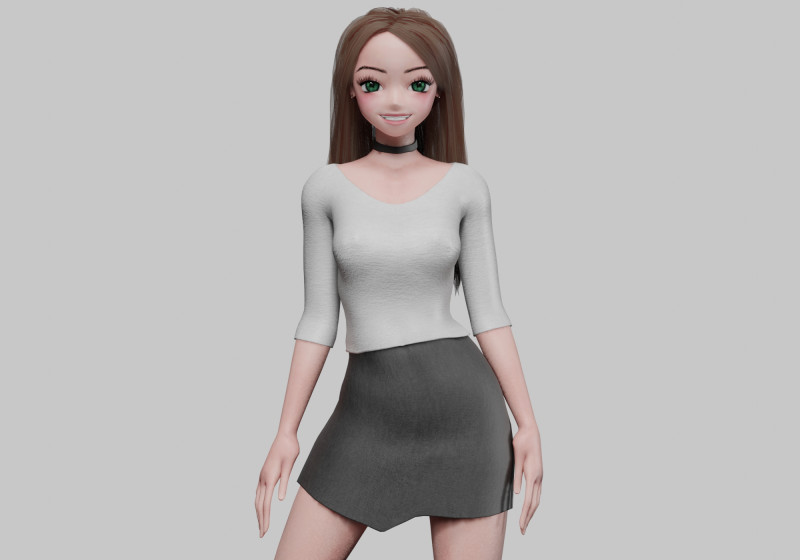Cute anime girl V31758 Modello 3D .c4d .max .obj .3ds .fbx .stl .blend