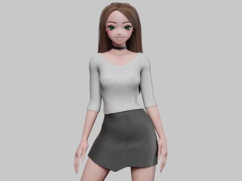 Cute anime girl V31758 3D Model