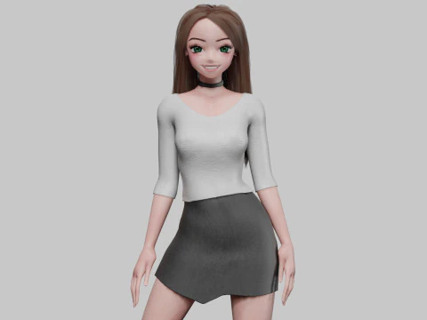 Cute anime girl V31758 3D Model