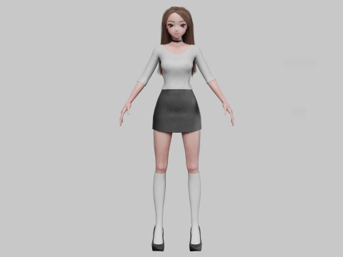 Cute anime girl V31758 Modello 3D