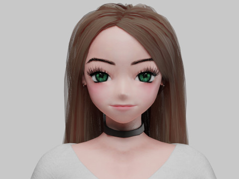 Cute anime girl V31758 Modello 3D