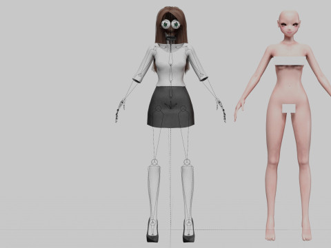 Cute anime girl V31758 Modello 3D