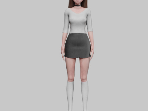Cute anime girl V31758 Modello 3D