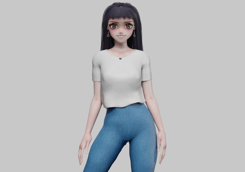 Cute Basic girl V31817 3D Model .c4d .max .obj .3ds .fbx .stl .blend