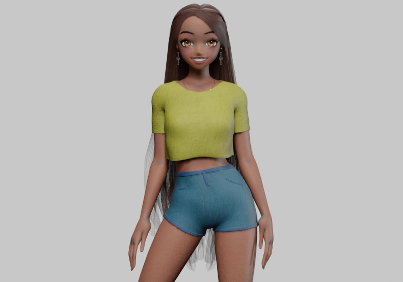 Cute Cartoon girl V31560 3D Модель .c4d .max .obj .3ds .fbx .stl .blend 
