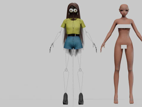 Cute Cartoon girl V31560 3D Model
