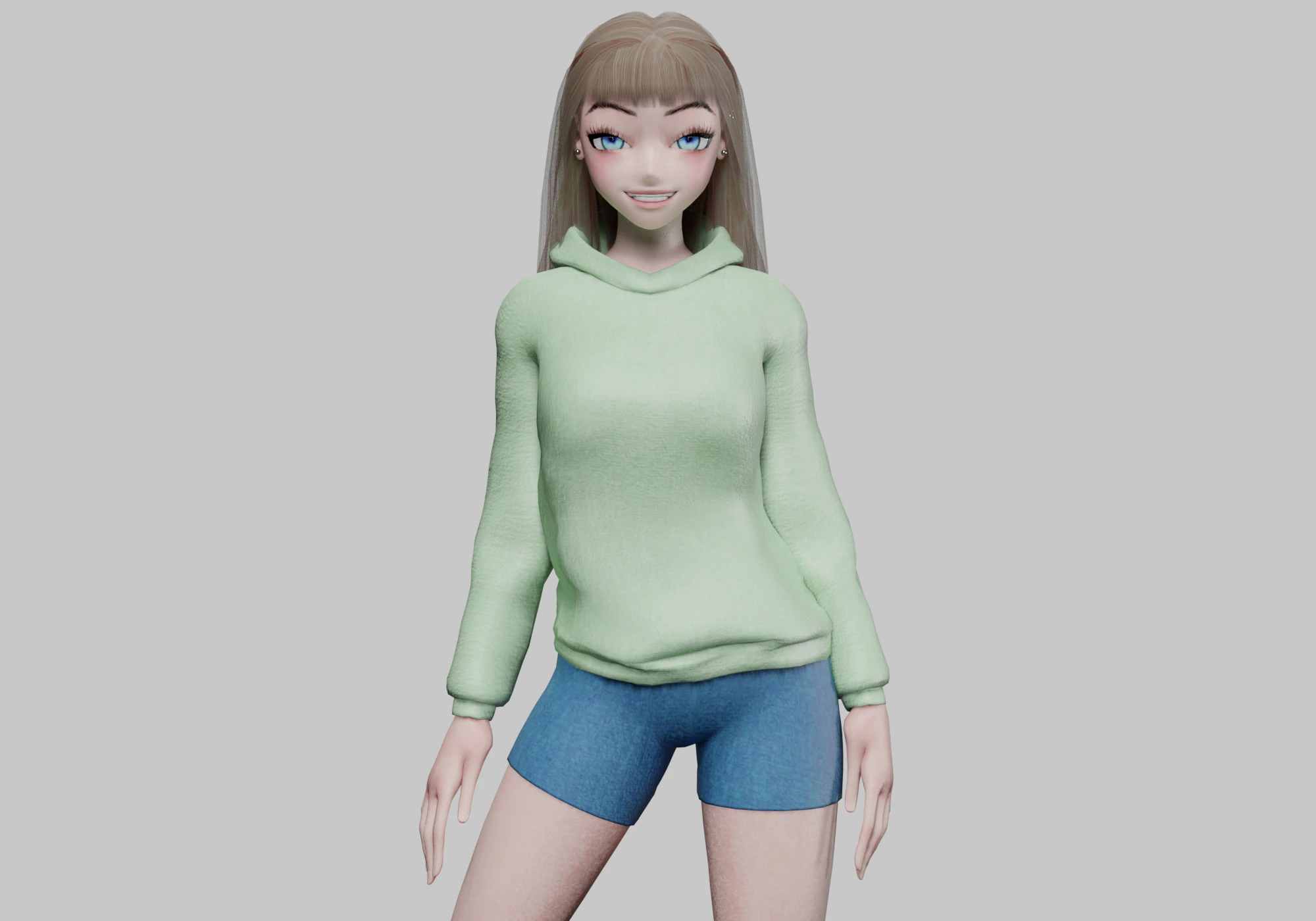 Cute cool girl V30821 3D Model .c4d .max .obj .3ds .fbx .stl .blend 