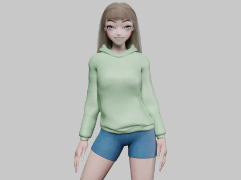 Cute cool girl V30821 3D Model