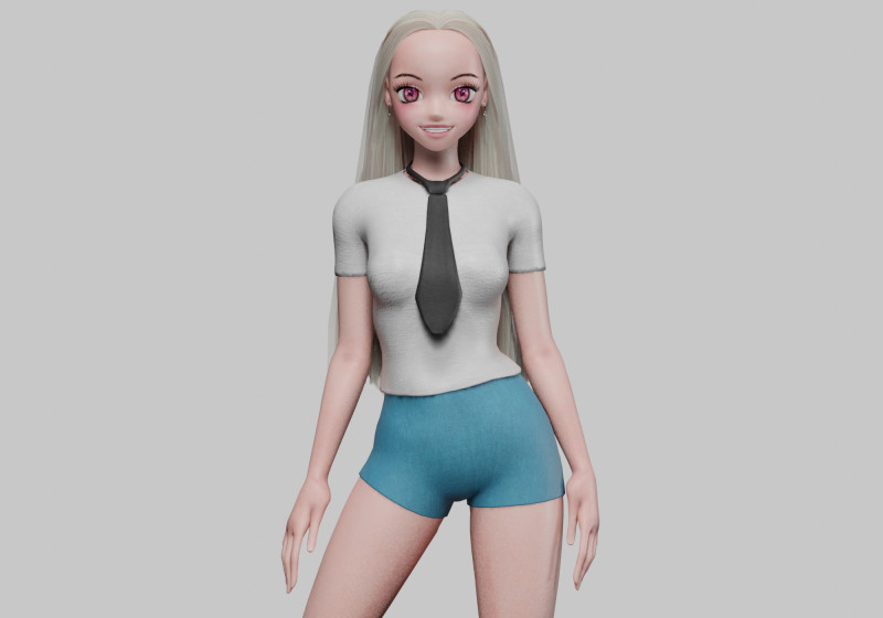Cute Young girl V28864 3D Model .c4d .max .obj .3ds .fbx .stl .blend 
