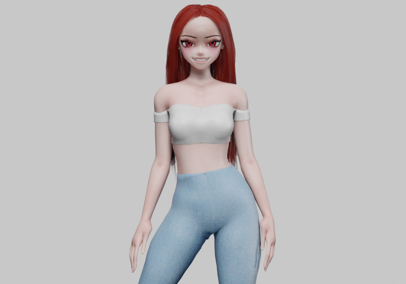 Pretty anime girl V30221 3D Model .c4d .max .obj .3ds .fbx .stl .blend 