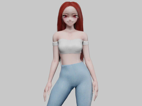 Mooi animemeisje V30221 3D Model