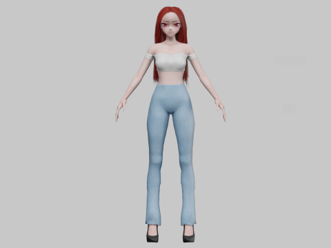 Pretty anime girl V30221 3D Model