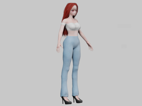 Pretty anime girl V30221 3D Model