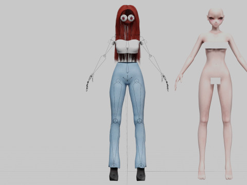 Pretty anime girl V30221 3D Model