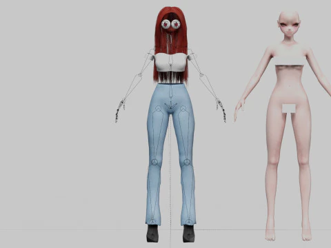 Pretty anime girl V30221 3D Model