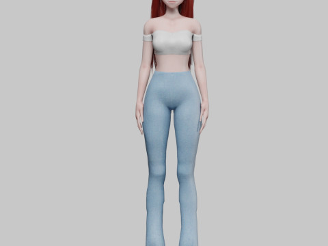Pretty anime girl V30221 3D Model