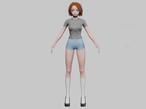 Standard cute girl V30482 3D 模型