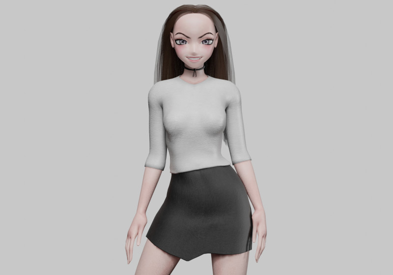 Stylized anime girl V28337 3D-Modell .c4d .max .obj .3ds .fbx .stl .blend 