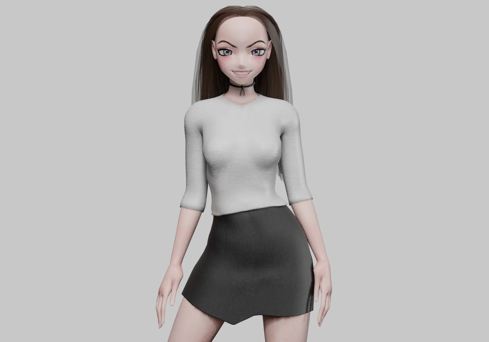 Stylized anime girl V28337 3D Model .c4d .max .obj .3ds .fbx .stl .blend