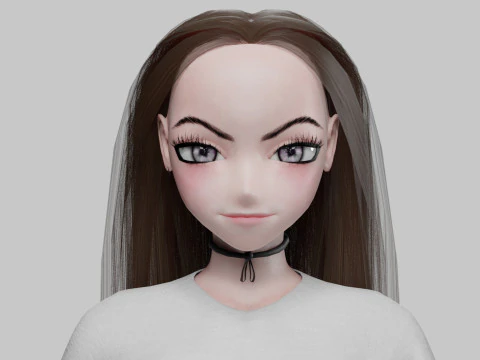 Stylized anime girl V28337 3D Model