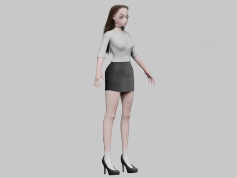 Stylized anime girl V28337 3D Model