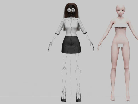 Stylized anime girl V28337 3D Model