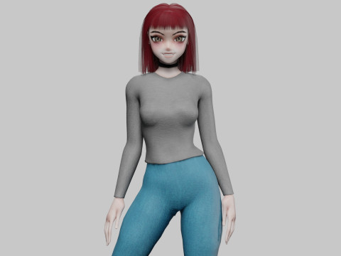 Stylized cute girl V27987 Modèle 3D