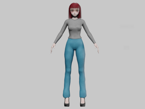 Stylized cute girl V27987 3D Model
