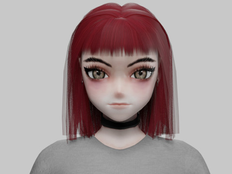 Stylized cute girl V27987 3D Model