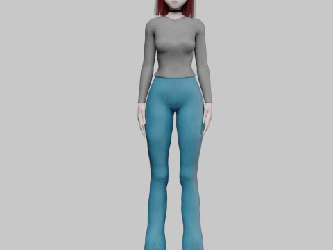 Stylized cute girl V27987 3D Model
