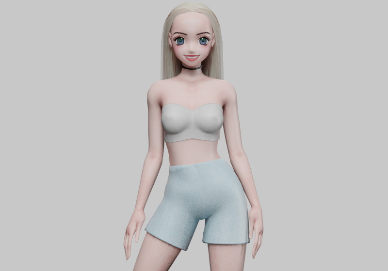 Sweet anime girl V24687 Model 3D .c4d .max .obj .3ds .fbx .stl .blend 