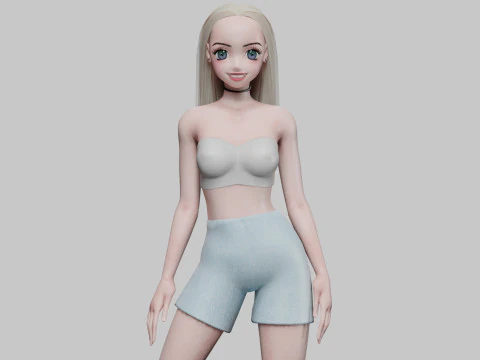 Gadis anime manis V24687 Model 3D