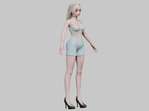 Sweet anime girl V24687 Model 3D