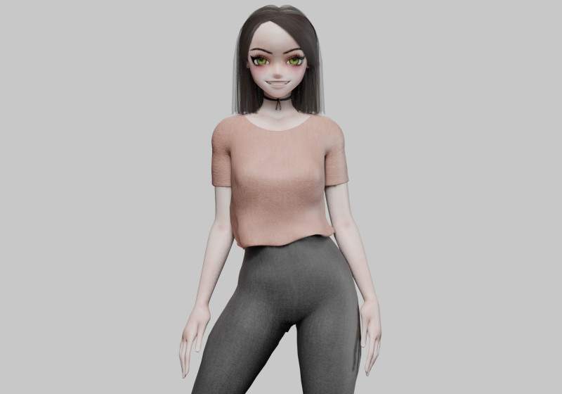 Teen anime girl V27379 3D-Modell .c4d .max .obj .3ds .fbx .stl .blend 