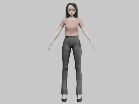 Teen anime girl V27379 3D Model