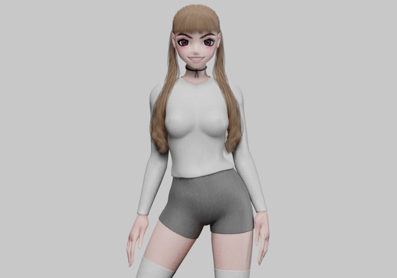 Young anime girl V26969 3D Model .c4d .max .obj .3ds .fbx .stl .blend 