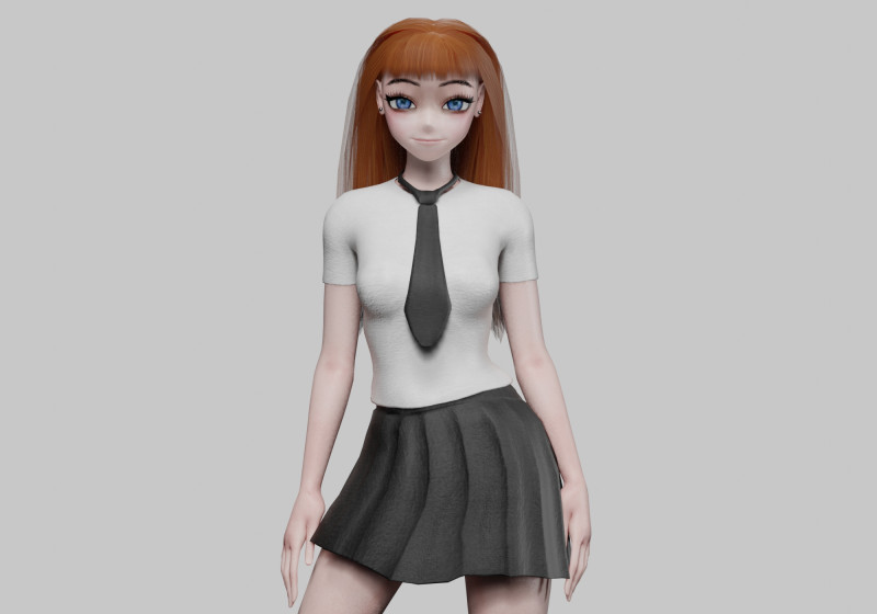 Anime Basic girl V29007 3D Modell .c4d .max .obj .3ds .fbx .stl .blend